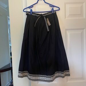 J. Crew Black A-Line Skirt with White Trim